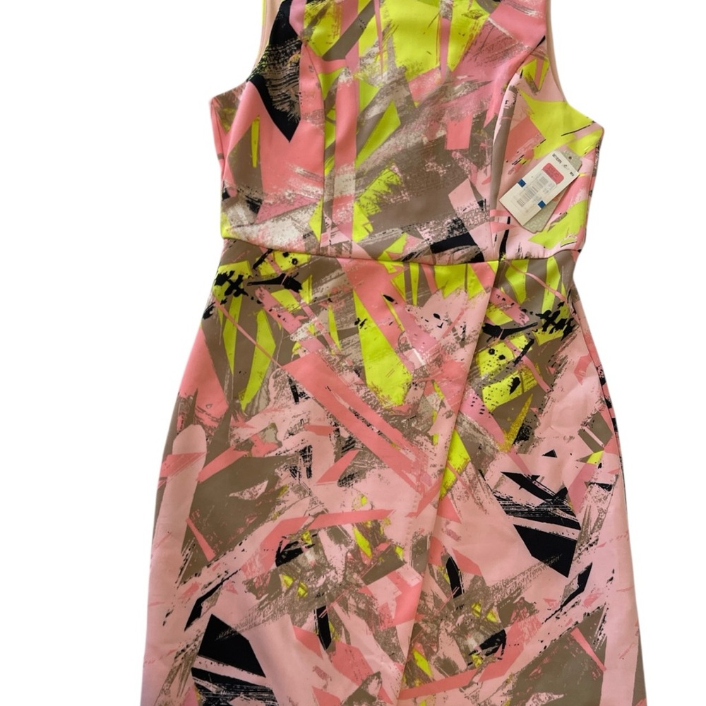 Gianni Bini Pink and Yellow Halter Sheath Midi Dress